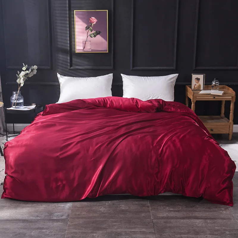 Роскошный однотонный комплект постельных принадлежностей шелковое мягкое