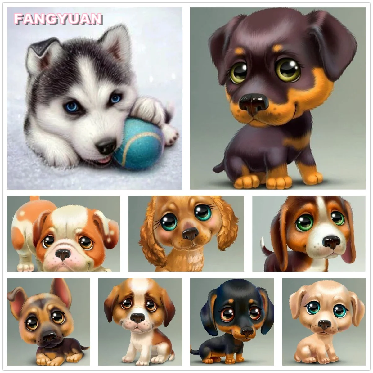 

Lovely Puppy Diy 5D Diamond Art Painting Accessories Cute Dogs Full Drill Diamond Embroidery Mosaic Cross Stitch Kit Home Decor