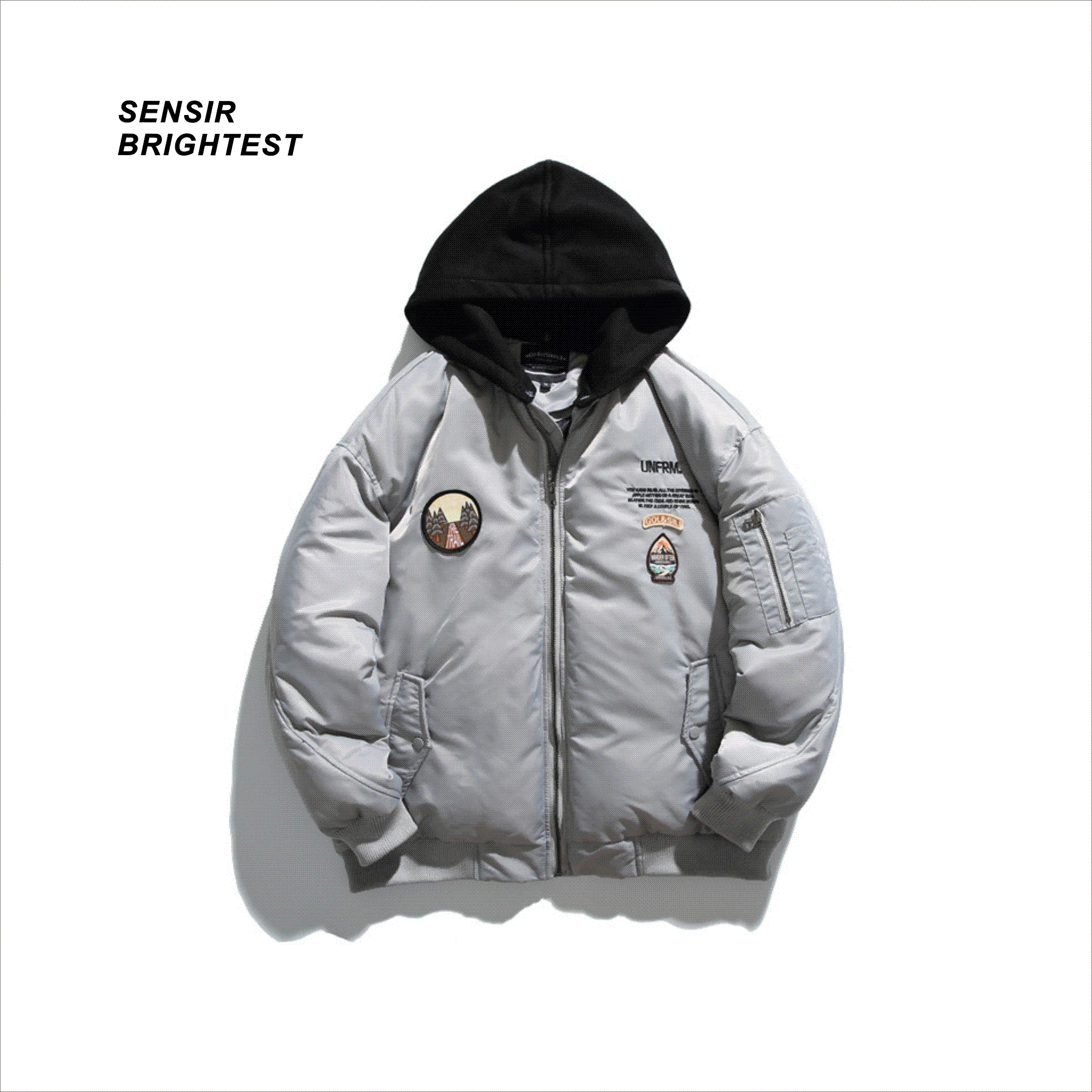

Sensir 2021 Winter American Retro Patch Cloth Detachable Knitted Hooded Pilot Baseball Cotton Jacket Thick Jacket Men's Jacket