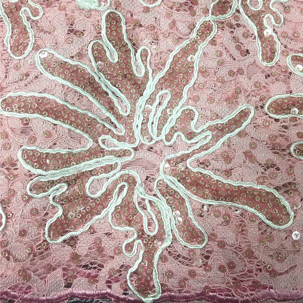 

Anna newest nigerian mesh lace fabric 2020 high quality embroidery african net laces french sequin fabrics 5 yards/pcs for dress