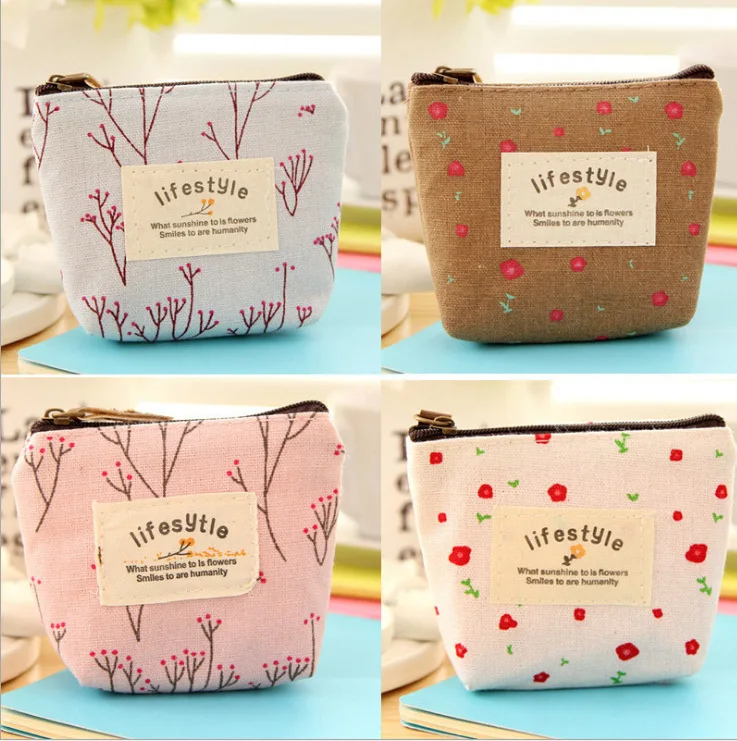 

Маленький яркий детский холщовый Кошелек для монет, цветочный кошелек на молнии, маленький кошелек для монет, женский корпус для ключа-карт...