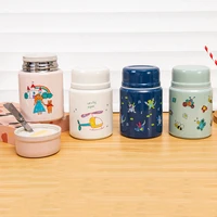 450ml cartoon thermos stainless steel insulated lunch box outdoor portable food soup container student water bottle