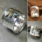 Женские винтажные кольца с синим золотом и цирконом, серебряная стрекоза, Подарочные ювелирные изделия, модные аксессуары для вечеринок