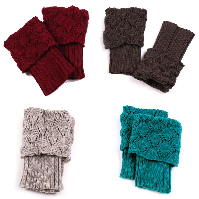 Короткие манжеты для ботинок вязаные крючком носки гетры осени и зимы женские