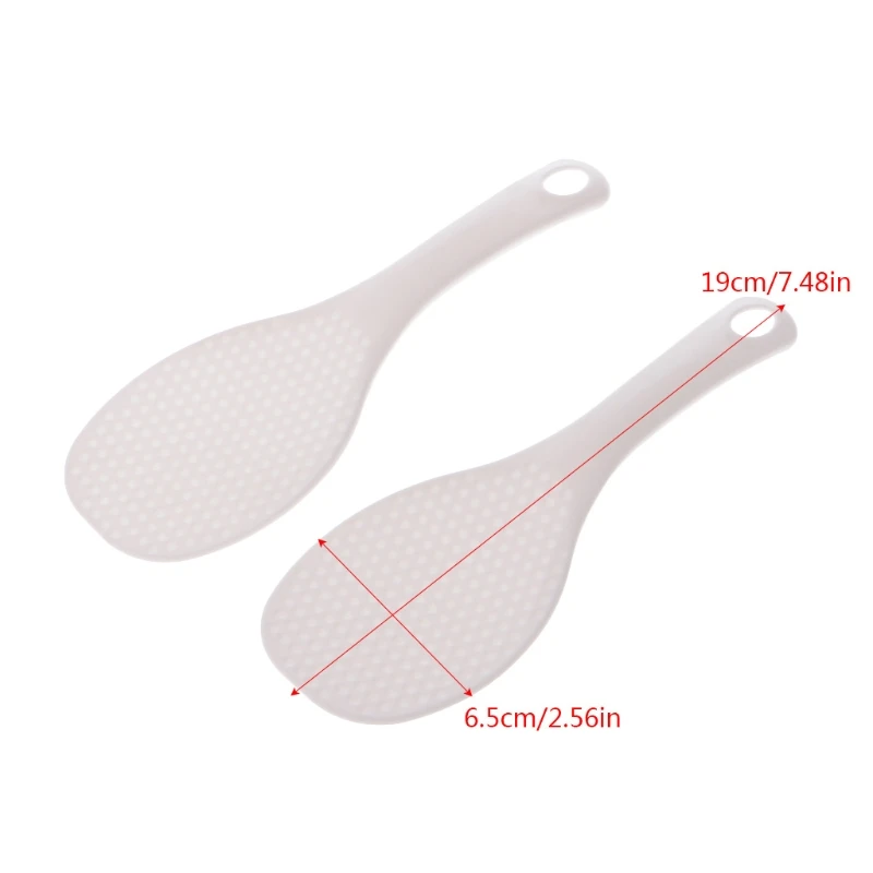

2Pcs Kitchen Non Stick Rice Paddle Hand Roll Spoons White Plastic Meal Spoon