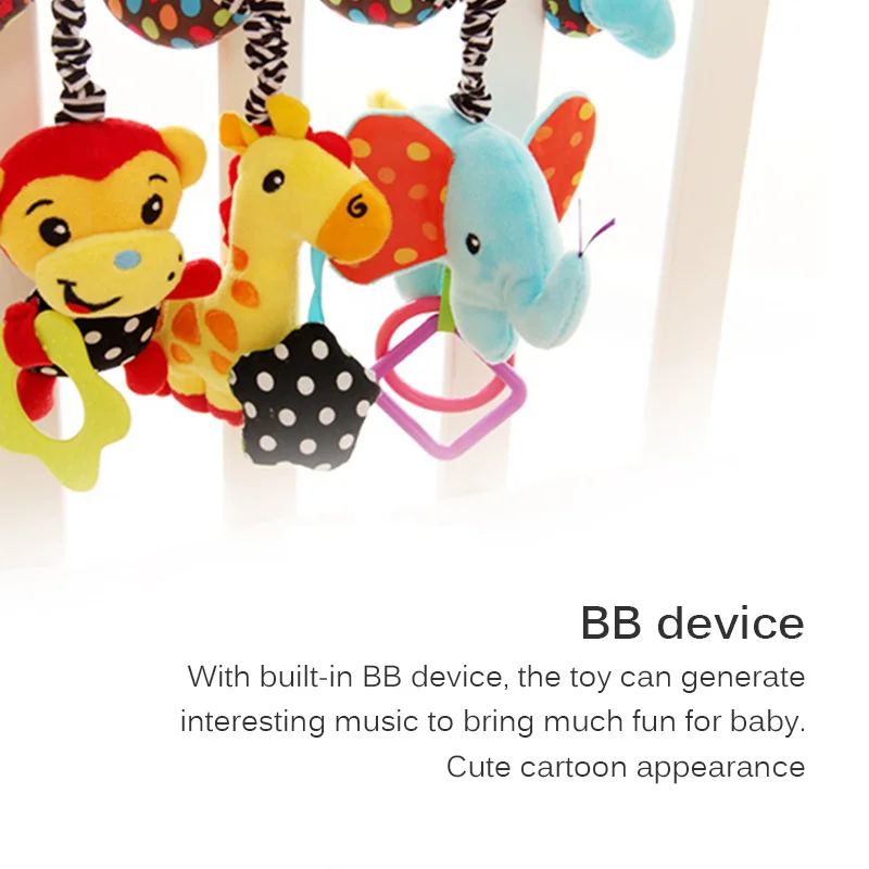 

Kids Toys Hanging Spiral Rattle Stroller Cute Animals Crib Mobile Bed Baby Toys Music Rattle Doll Educational Toy Children