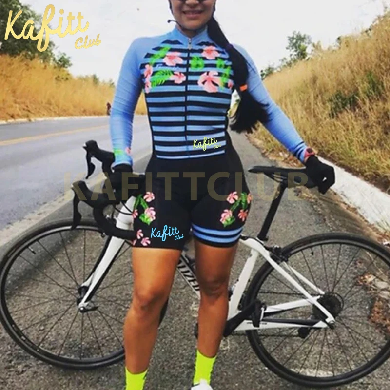 

Kafitt Club Women's Triathlon Skinsuit Bike Cycling Jersey Sets Macaquinho Ciclismo Feminino Bicycle Clothes Jumpsuit Gel Pad