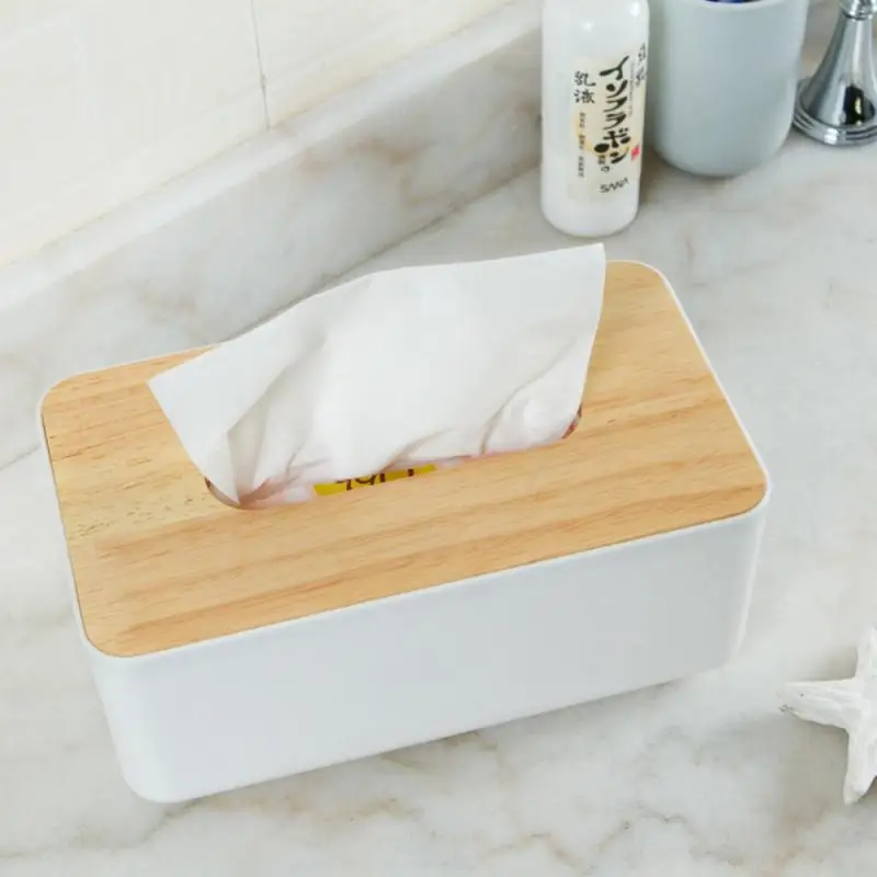 

Tissue Box Wooden Cover Toilet Paper Box Solid Wood Napkin Holder Case Simple Stylish Tissue Paper Dispenser Home Car Organizer