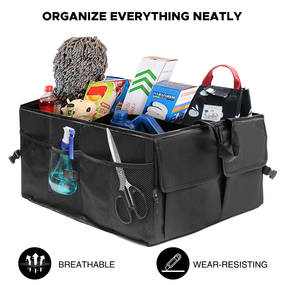 Черный тканевый Органайзер из ткани Оксфорд на заднее сиденье автомобиля
