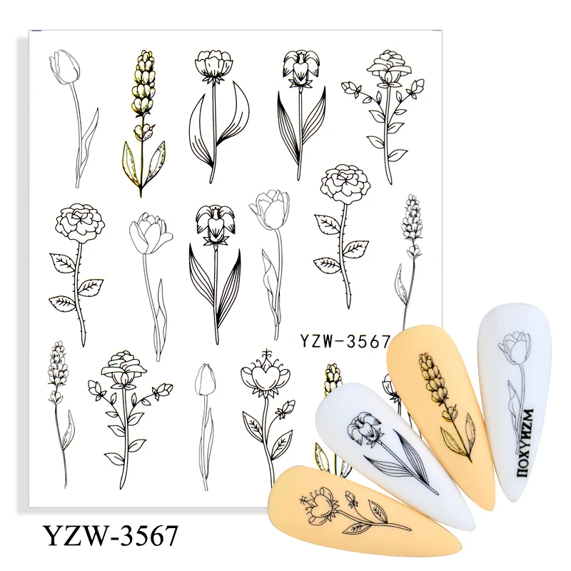 4 шт./лот зеленые тематические листья цветок наклейки для ногтей милые птицы