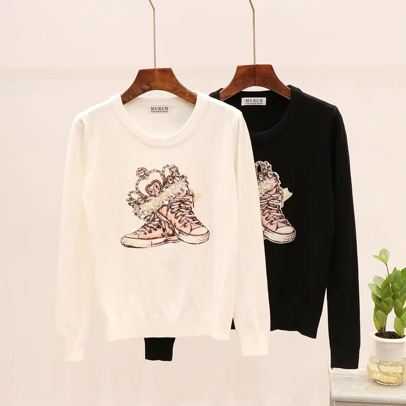 Новинка 2020 года сезон осень пуловер Женский вязаный свитер модная обувь с