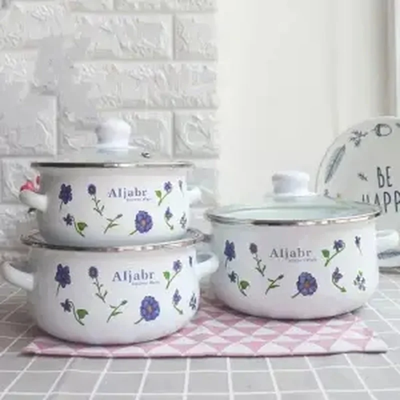 Эмалированная кастрюля утолщенная домашняя большая емкость для супа тушения