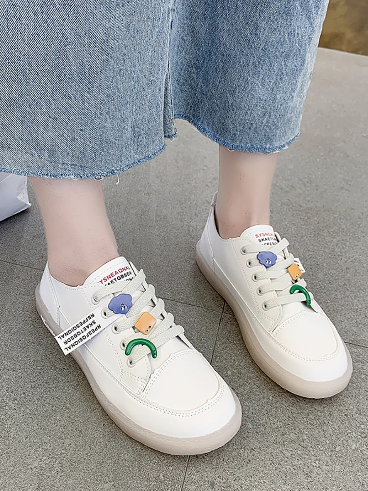 

Shoes Woman 2021 All-Match Modis Casual Female Sneakers Flats Round Toe New Comfortable Summer Cute Cross Dress Spring Solid Lac