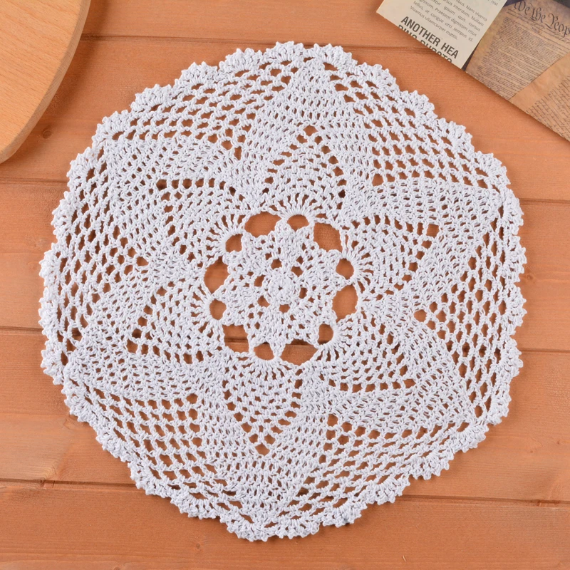 Круглый коврик для вязания крючком ручной работы хлопковая ажурная подставка