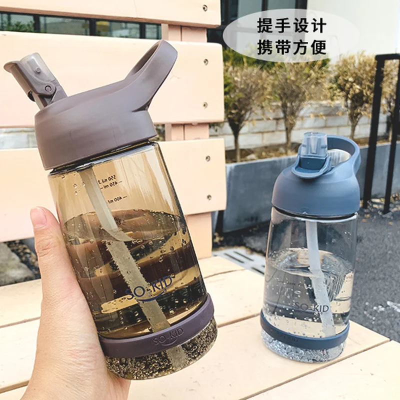 

Outdoor Water Bottle with Straw Sports Bottles Leak Proof Eco-friendly Children School with Lid Hiking Camping Plastic BPA Free