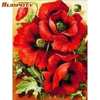 ruopoty diamond painting red flowers mosaic picture of rhinestones diamond art full square drill diy craft for home decor