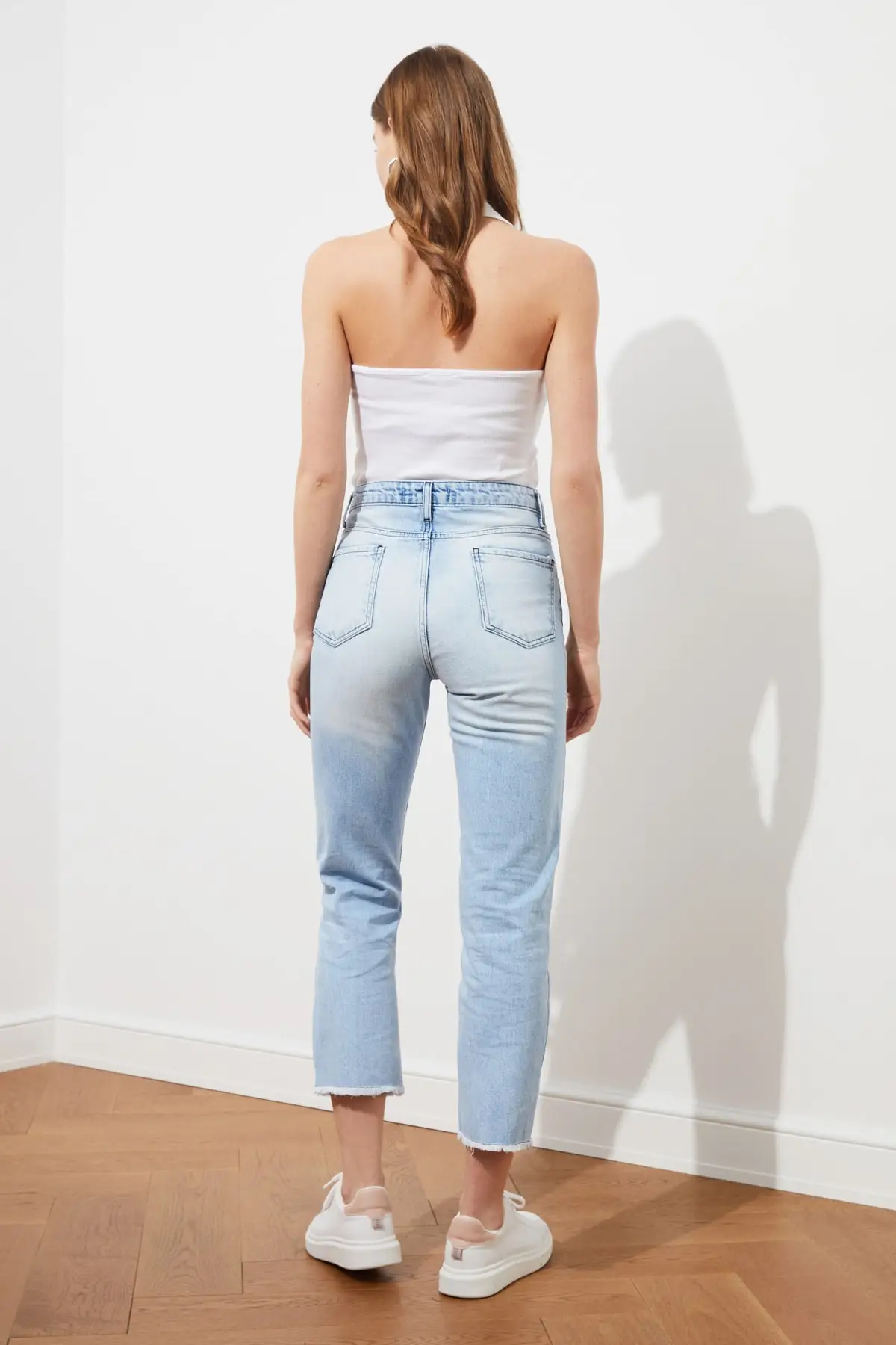 

Trendyol With Color Block High Bel Straight Jeans TWOSS21JE0342