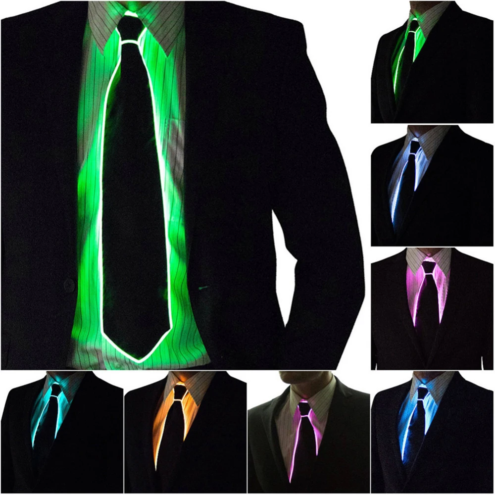 

Haloween Christmas Luminous Decoration Men LED Glowing Tie Flashing Cosplay Neon Party Props Costume Necktie Party Decoration
