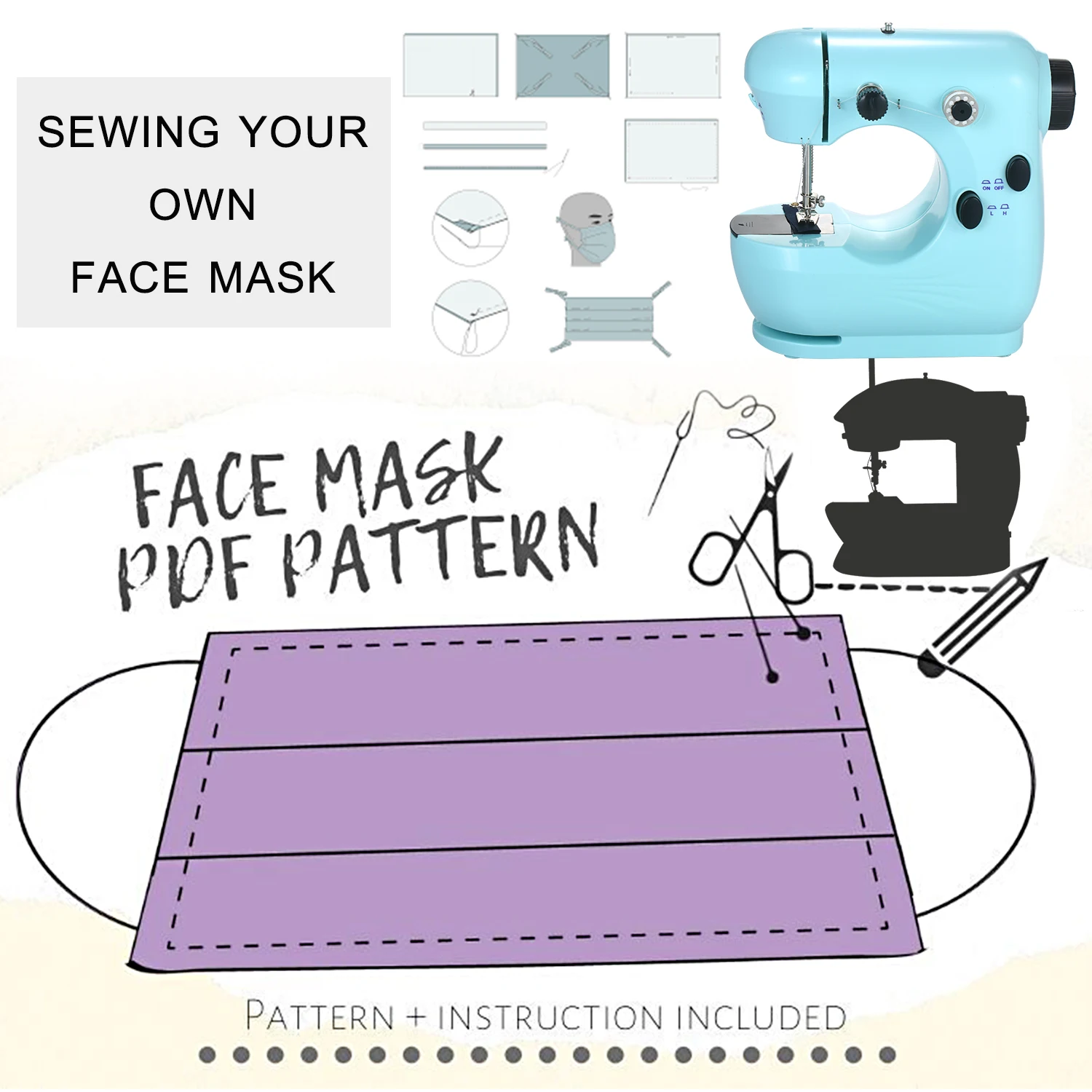 Мини швейная машина многофункциональная электрическая микро Регулируемый 2