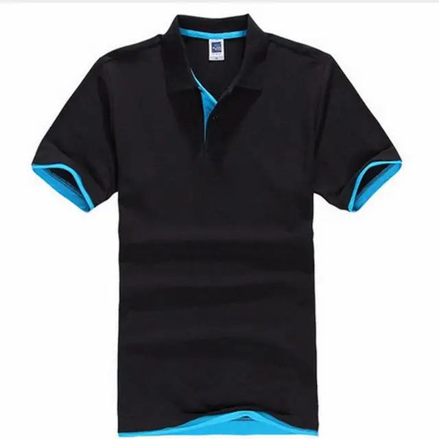 De talla grande XS-3XL nueva camisa de Polo de los hombres de algodn de manga corta Camiseta marcas camisetas Mens camisa Polo - Цвет: Black with blue
