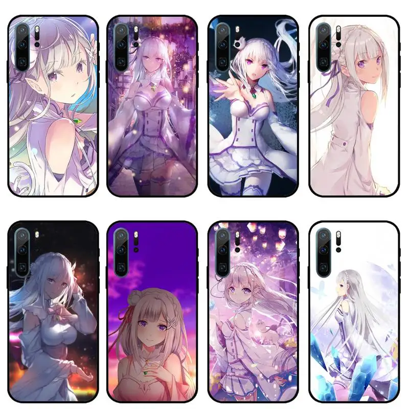 

Re Zero Emilia Japan anime Phone Case For Huawei honor Mate P 10 20 30 40 i 9 8 pro x Lite smart 2019 nova 5t