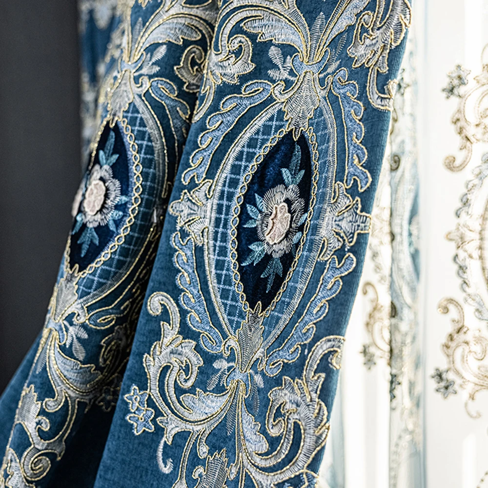 

Curtains for Living Room Luxury European Embroidery Sheer Girl Room Floral Voile Curtains Backdrop Sliding Door Drapes