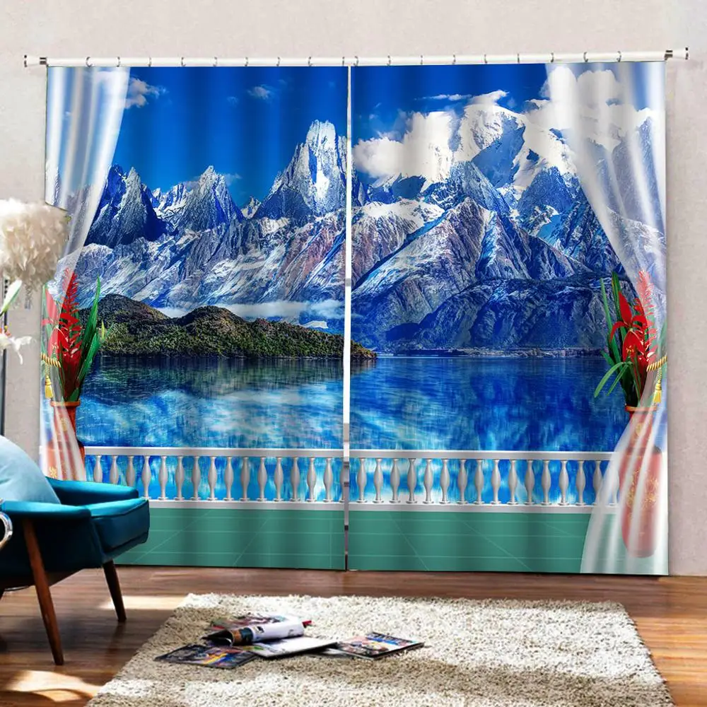Красивые занавески с изображением пейзажа высокого качества на заказ из ткани