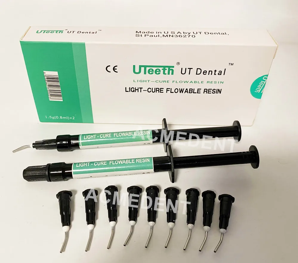 A2 UT Flow Composite Resin Dental Flowable Light Cure Curing 2Syringes Black Syringe Delivery Tips Replacement | Красота и здоровье