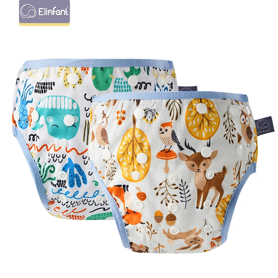 

Elinfant 2 шт./компл. Детские Многоразовые купальные подгузники для мальчиков или девочек с мультипликационным принтом, Детские Летние регулиру...