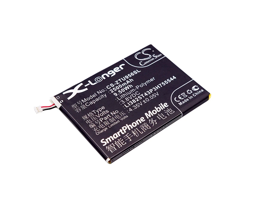 

Аккумулятор CS 2500mAh / 9.50Wh для ZTE U956 LI3825T43P3H755544