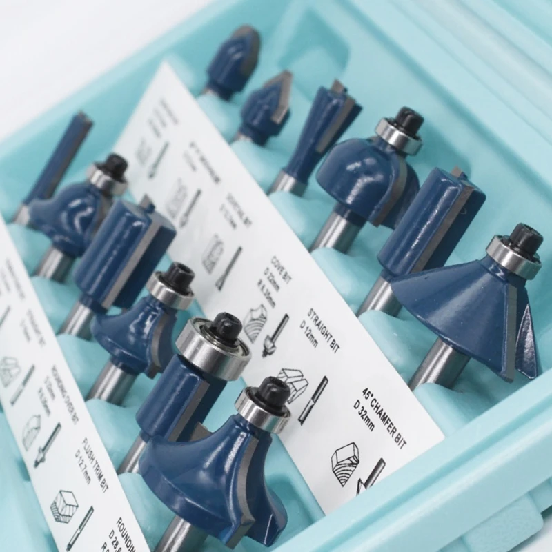 

M6CF Router Bits Sets of 12Pcs/15Pcs 1/4 Inch Router Bits Kit with Carrying Case for Woodworking Hard Woods and Carpenter