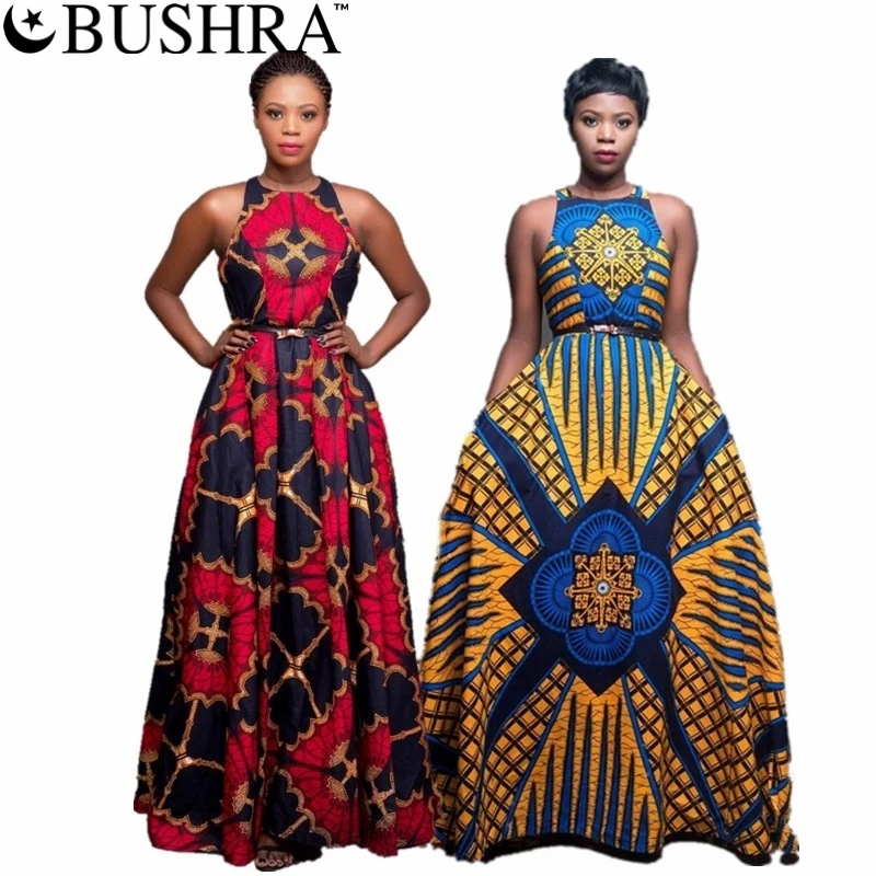 

BUSHRA African Printed Long Dresses Dashiki Ankara Summer Maxi Sundress Elegant BatikTraditional Women Clothing 2021 Kanga New