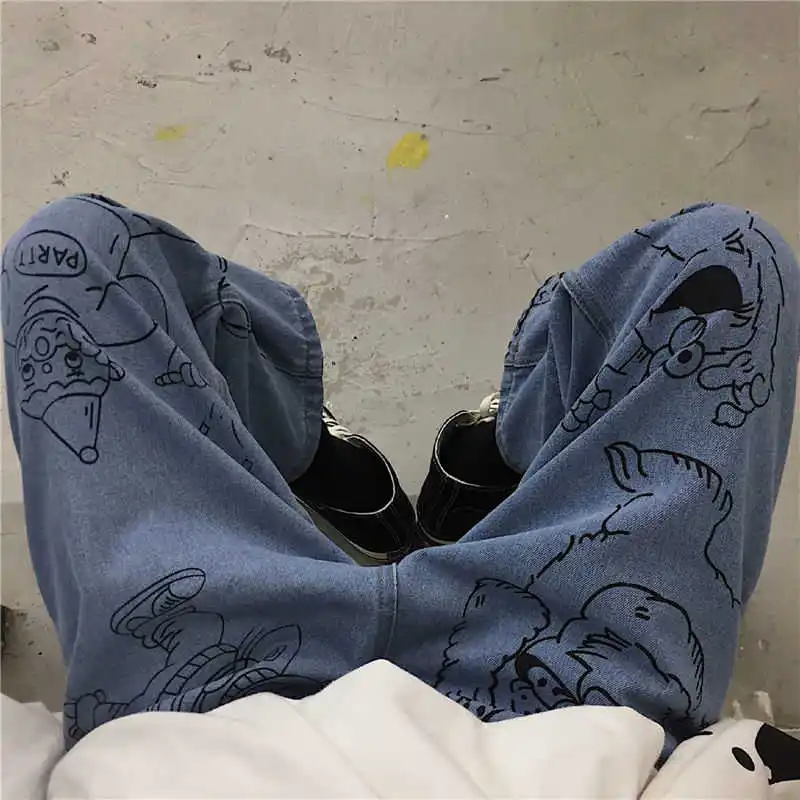 

Cartoon Jeans Women Loose Summer High Waist Pants Streetwear Pantalones Mujer Vaqueros Japan Harajuku Jeans Hip Hop Amine Pants