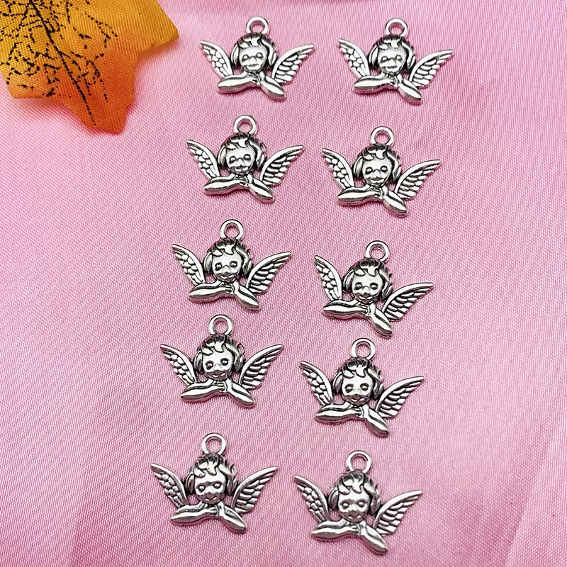 10Pcs Charms Angel Baby Antique Silver Color Pendant Charm For Earrings Necklace Making DIY Handmade Jewelry Accessories