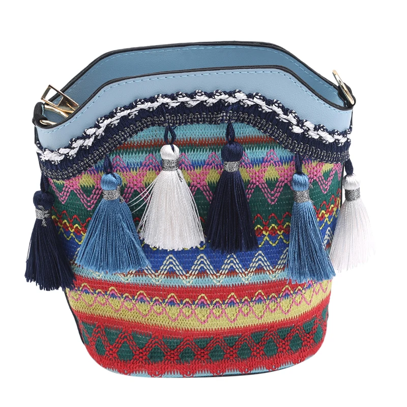 

Women Vintage Ethnic Shoulder Bag Ladies Quality Beach Shoulder Bag Embroidered Bohemian Tassel Tote Messenger Bags For Female