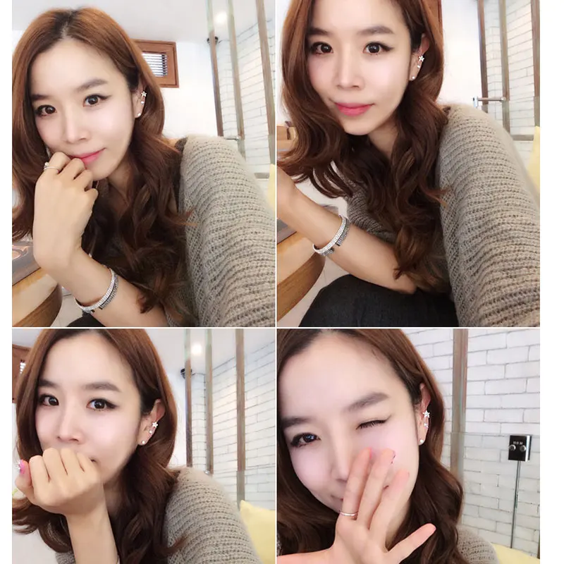 Набор серег-клипс в Корейском стиле для женщин без проколов цвет золото и серебро