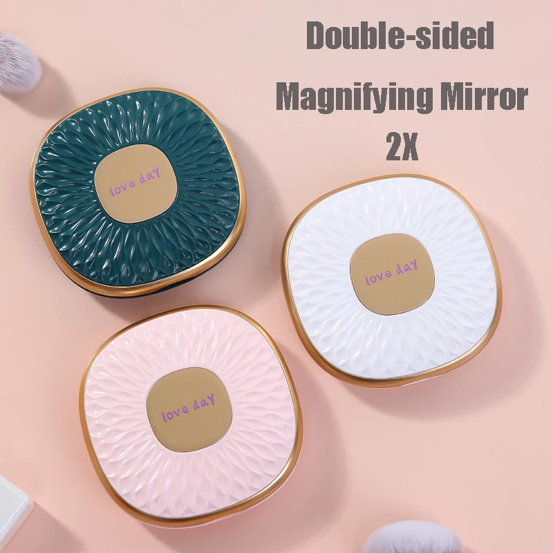 Двухстороннее косметическое зеркало 2X увеличительное портативное ручное