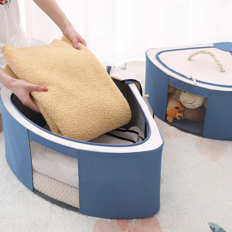 

Stackable Triangle Wardrobe Clothes Quilt Organizer Bag Foldable Space Saving Toys Books Storage Box Nordic Closet Storage Bins