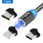 TOPK AM17 Магнитный кабель 1 м USB Type C магнитное зарядное устройство Micro USB кабель для Samsung Xiaomi мобильный телефон кабель USB C