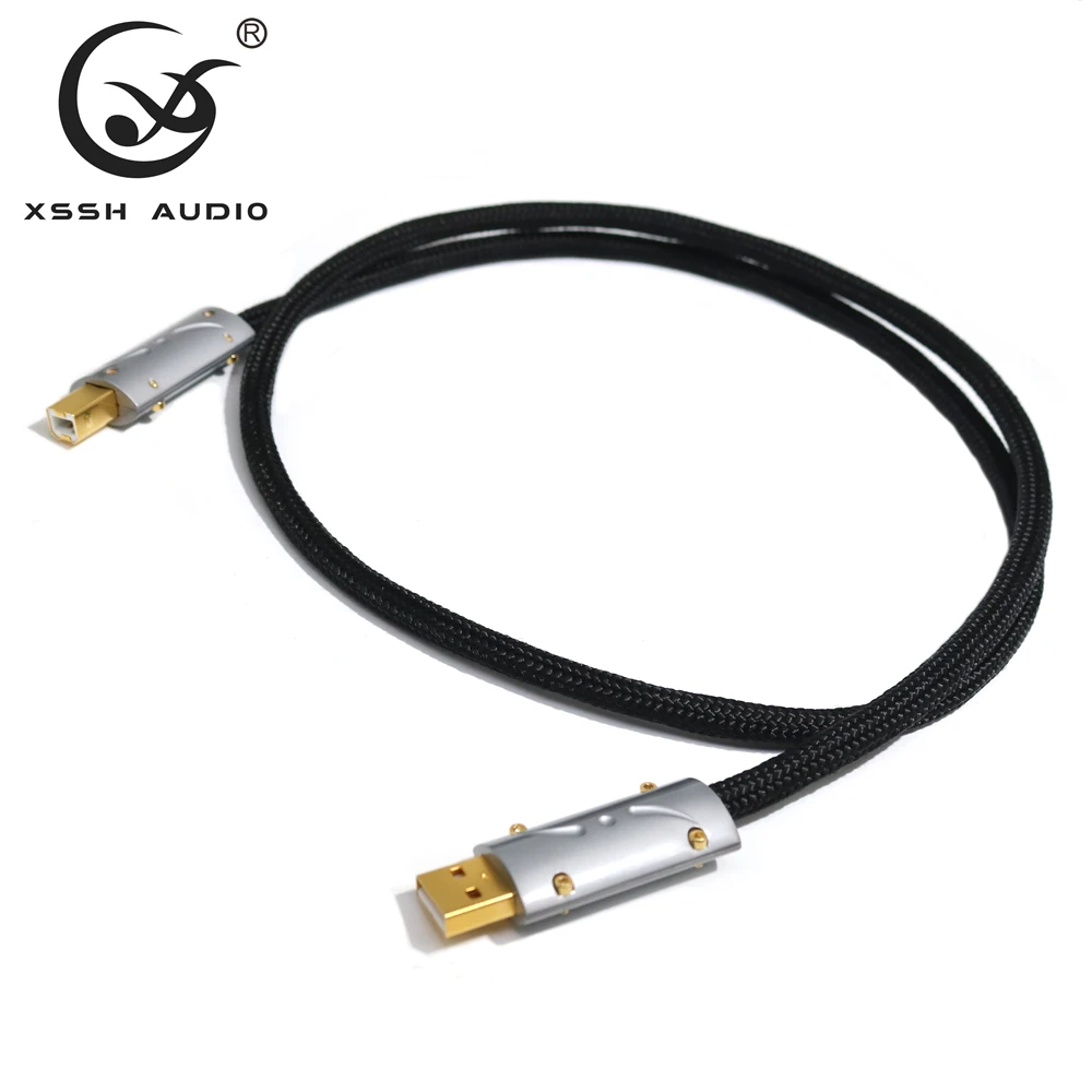 Кабель USB A-B типа папа Hi-Fi YIVIO 8 Core 7N OFC посеребренный экран 2 0 XSSH аудио USB3.0 HiFi кабель