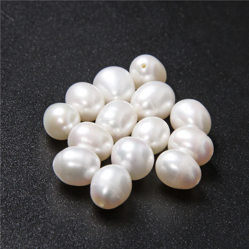 

8-9mm Drop Natural Pearls Cultured White Oval Pearl Beads Half Drilled Hole Jewelry Making DIY Accessories Craft Earrings 10PCS