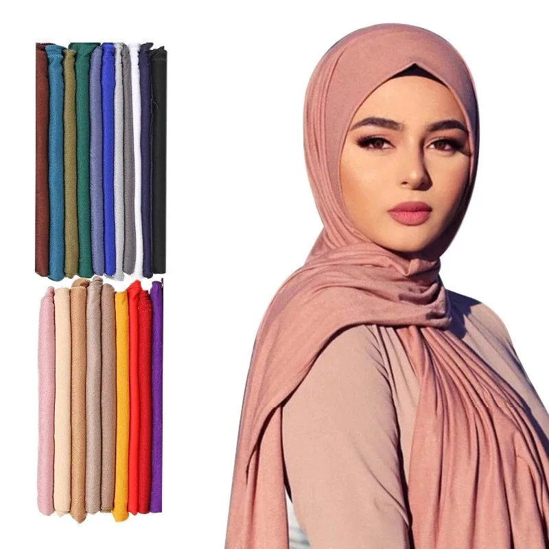 

Fashion Modal Cotton Jersey Hijab Scarf Long Muslim Shawl Plain Soft Turban Tie Head Wraps For Women Africa Headband 170x55cm