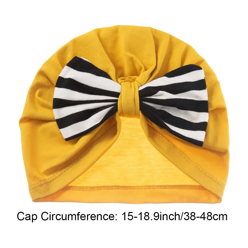 

Children Print Baby Hat Kids Stripe Bow Cap Newborn Girls Photography Props Spring Autumn Modis Beanie Turban Infant Props