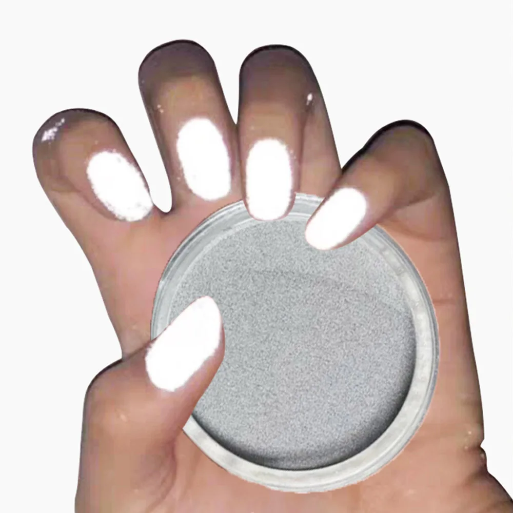 1 бутылка Неон фосфор порошок для ногтей Хромовая пыль светящийся серый пигмент