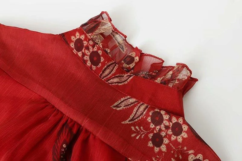 Винтажный шифоновый женский комбинезон с цветочным принтом длинным рукавом и