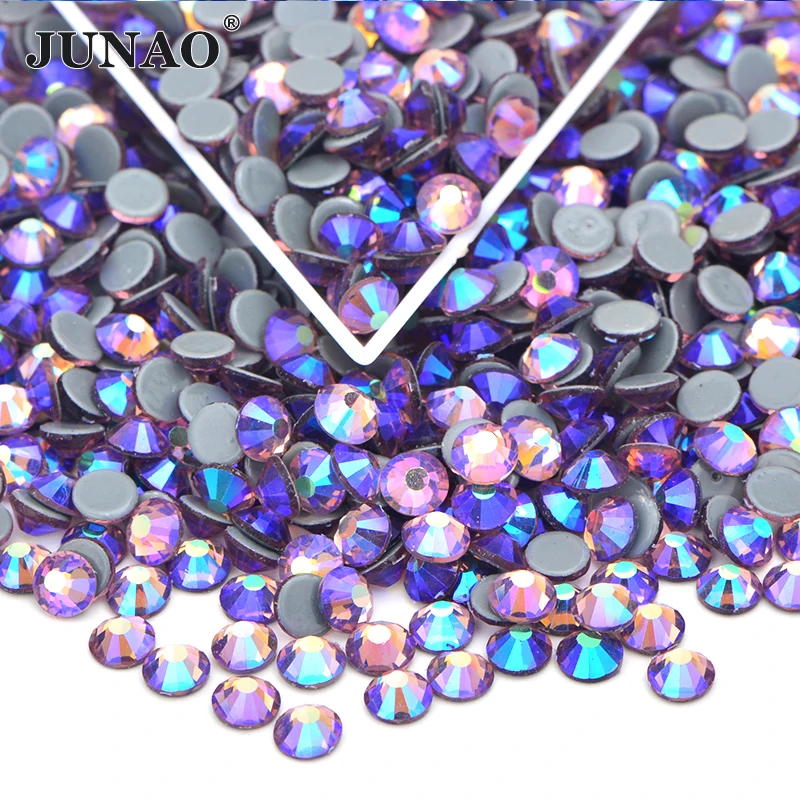 JUNAO SS6 8 10 12 16 20 30 Lt.Topaz Hotfix Glass Rhinestone Round Flatback Strass Applique Iron on Transfer Crystal Stone | Дом и сад