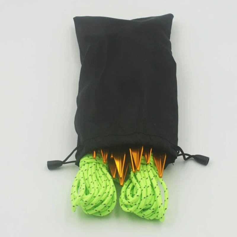 

Tent Rope Set 4 4mm Thick Reflective Ropes and 10 Reflective Ground Nails 1 Storage Bag 4 Camping Wind Rope Buckles