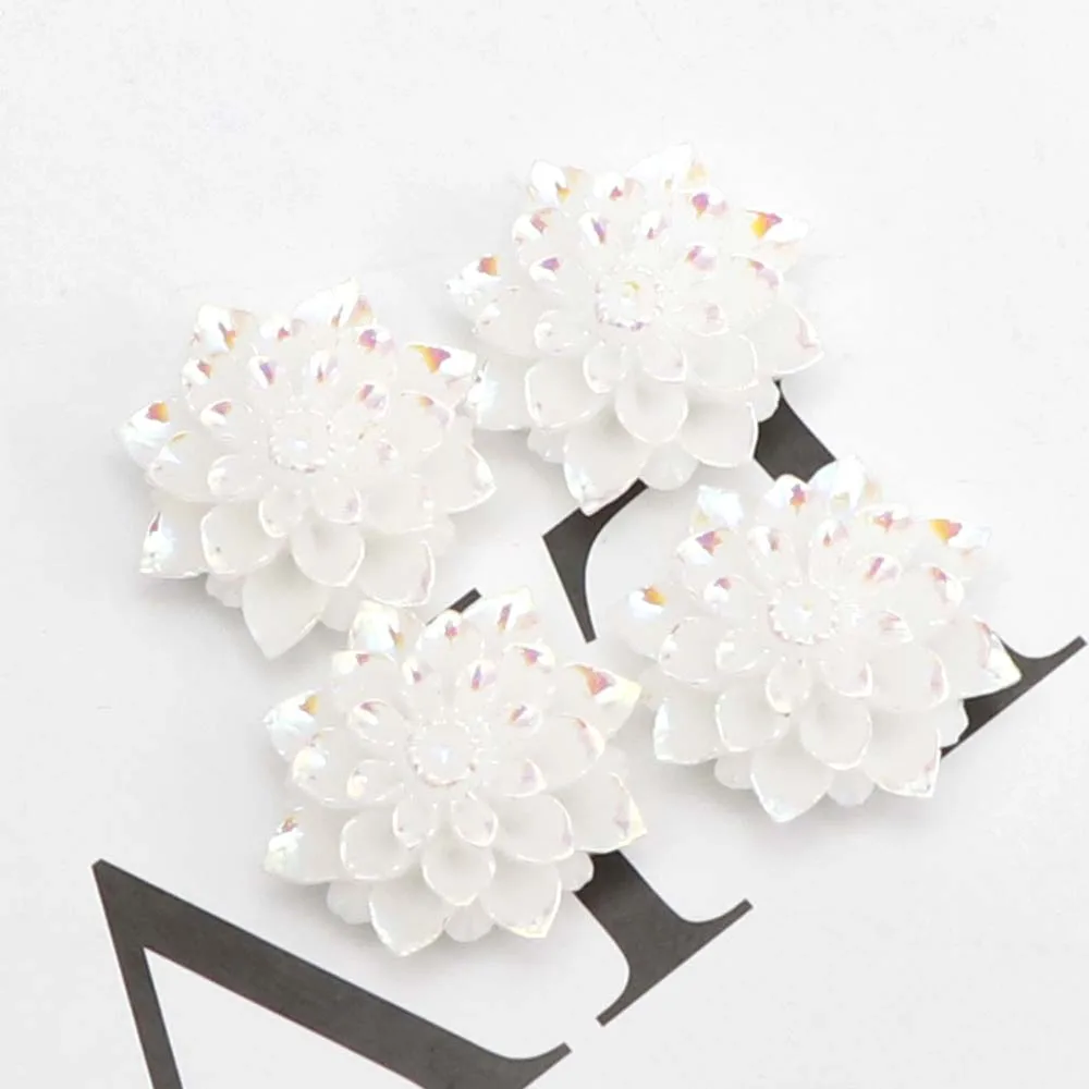 10 шт. выпуклые круглые серьги с белым лотосом | Дом и сад