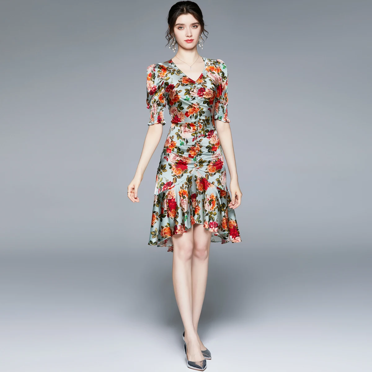 Для подиума летние Роскошные Ruched бисер Нерегулярные платье с русалочкой для