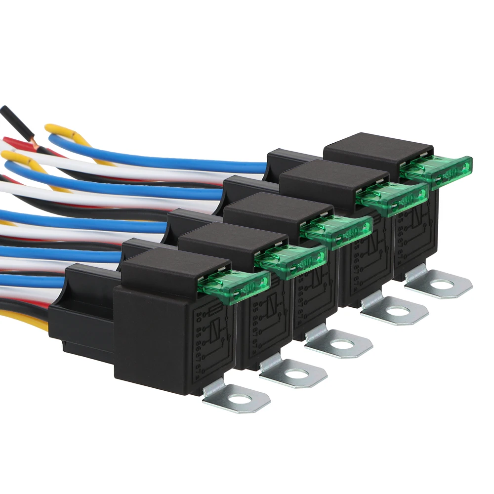

Car Accessories Relay Switch Harness Set 30A with Wires Car Fuse Blade Fuse 5 Pin SPST Automotive Electrical Relays 5pcs/set